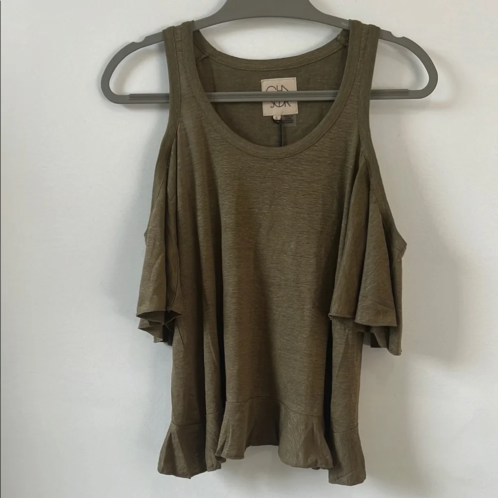 Chaser Flutter Sleeve Ruffled Tank Top